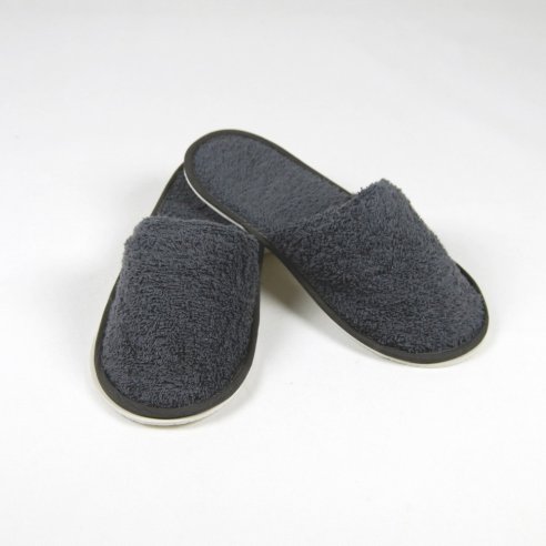 Zapatillas gris antracita de rizo algodón 100%