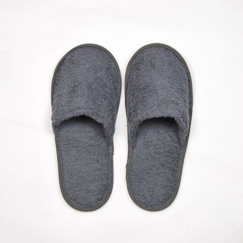 Zapatillas gris antracita de rizo algodón 100%