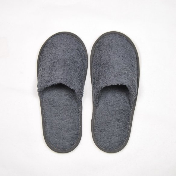 Zapatillas gris antracita de rizo algodón 100%