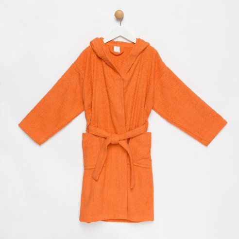 Albornoz niño naranja con capucha algodón 100%