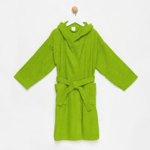 Albornoz niño verde con capucha algodón 100%