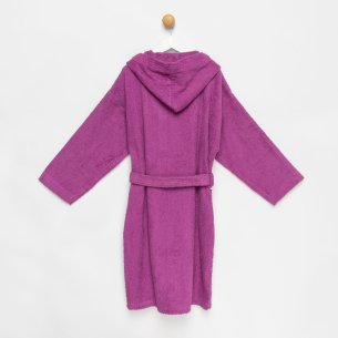 Albornoz niño morado con capucha algodón 100% 2