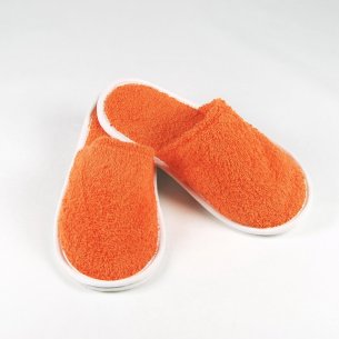 Chaussons orange en tissu-éponge 100 % coton