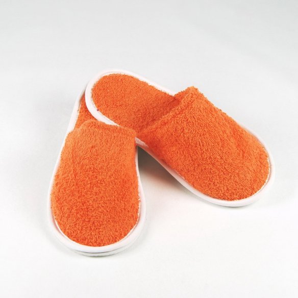 Zapatillas baño naranjas de rizo  algodón 100%