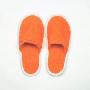 Zapatillas baño naranjas de rizo  algodón 100% 2