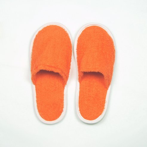 Zapatillas baño naranjas de rizo  algodón 100%