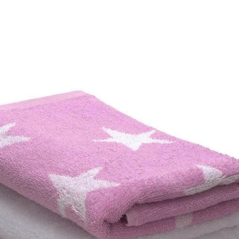 Serviette de bain mauve à motif Stars 100 % coton