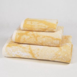 Juego de toallas mostaza Marble de algodón 100%