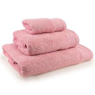 Lot 3 serviettes rose Luxury Zero Twist unie 100% coton extra doux et écologique.