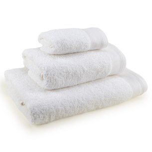 Lot 3 serviettes blanches Luxury Zero Twist unie 100% coton extra doux et écologique.