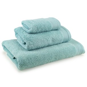 Lot 3 serviettes nile bleu Luxury Zero Twist unie 100% coton extra doux et écologique.