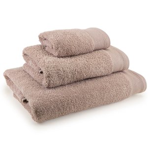 Set of 3 beige zero twist extra soft and ecological 100% cotton bath towels