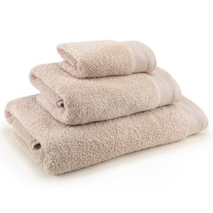Lot 3 serviettes sable Luxury Zero Twist unie 100% coton extra doux et écologique.
