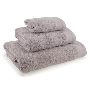 Lot 3 serviettes gris Luxury Zero Twist unie 100% coton extra doux et écologique.