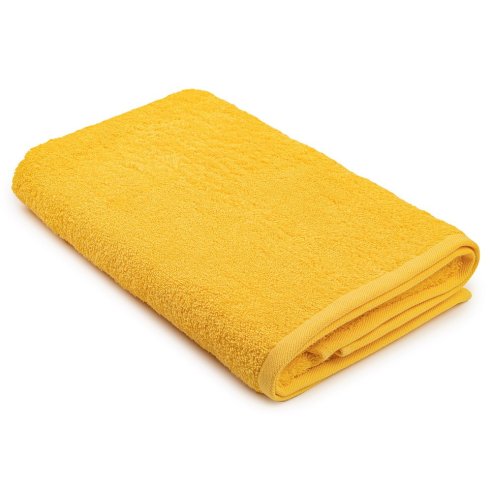 Serviette de bain jaune unie 100 % coton
