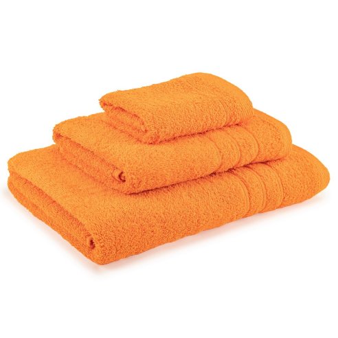 Juego de toallas naranja liso de algodón 100%