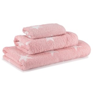 Lot de serviettes rose Star uni 100% coton