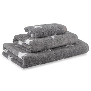 Lot de serviettes gris anthracite Star uni 100% coton