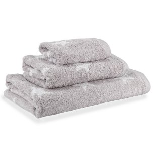 Lot de serviettes gris argent Star uni 100% coton