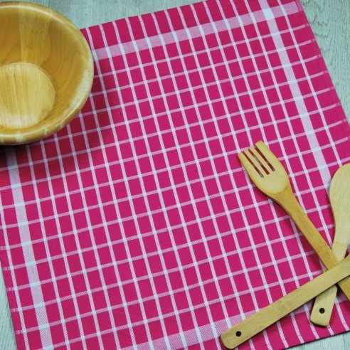 Set 4 Paños de cocina cuadros algodón 100%