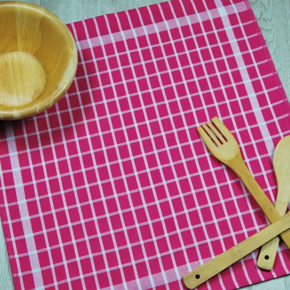 Set 4 Paños de cocina cuadros algodón 100%