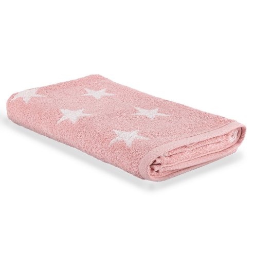 Serviette de bain rose à motif Stars 100 % coton