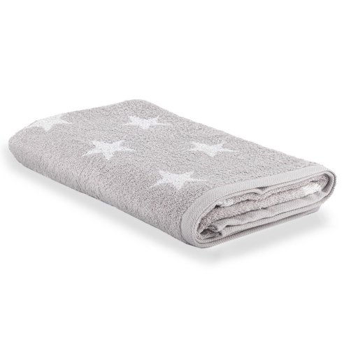 Serviette de bain gris argent à motif Stars 100 % coton