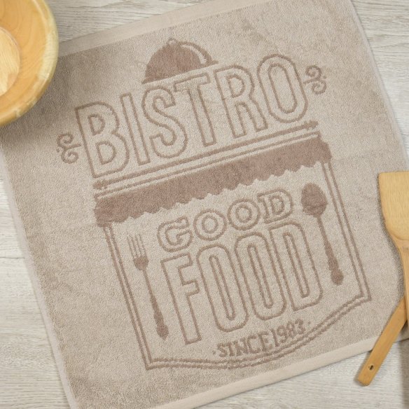 Paño de cocina beige de rizo 100% algodón