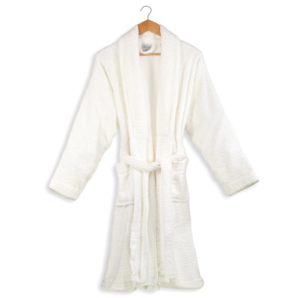 Albornoz baño blanco liso de algodón 100%