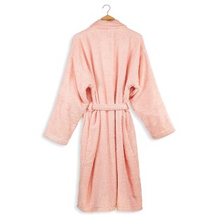 Albornoz baño rosa liso de algodón 100% 2
