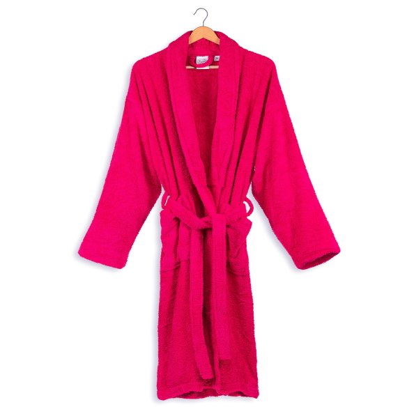 Albornoz baño fucsia liso de algodón 100%