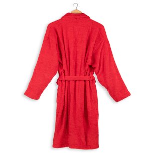 Albornoz baño rojo liso de algodón 100% 2