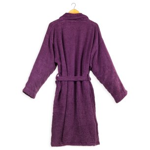 Albornoz baño berenjena liso de algodón 100% 2