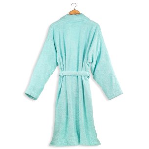 Albornoz baño azul celadón liso de algodón 100% 2