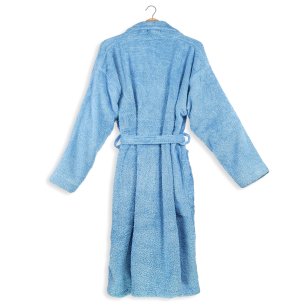 Albornoz baño azul mar liso de algodón 100% 2
