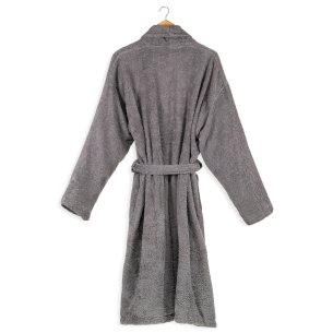 Albornoz baño gris antracita liso de algodón 100% 2