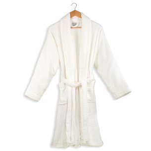 Albornoz baño blanco liso adulto de algodón 100%