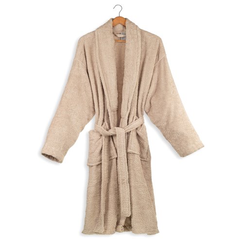 Beige adult bathrobe made from 100% cotton