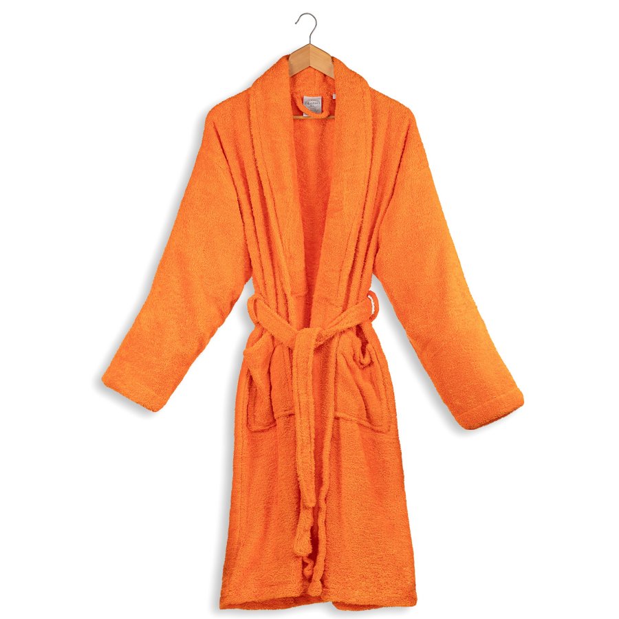 Peignoir adulte de bain orange uni 100 coton