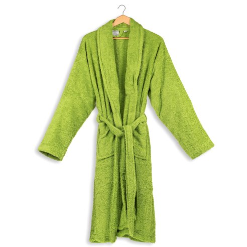 Green adult terry bathrobe made from 100% cotton