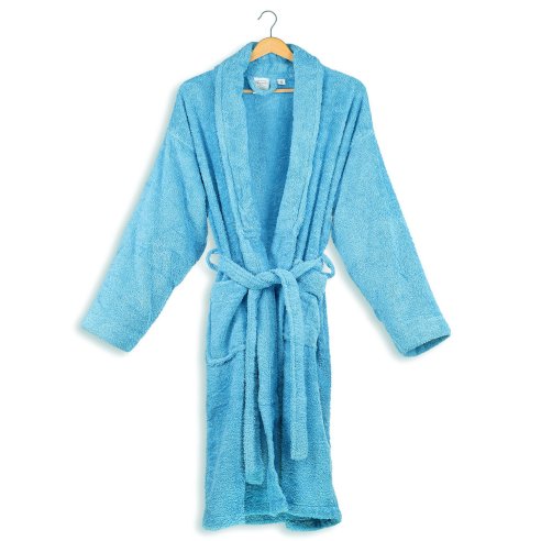 Blue adult bathrobe made from 100% cotton