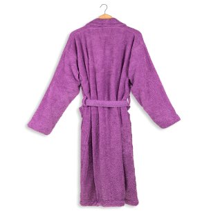 Albornoz baño morado liso adulto de algodón 100% 2
