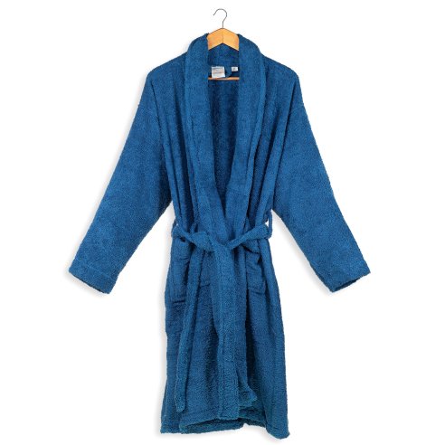 Dark blue adult bathrobe made from 100% cotton