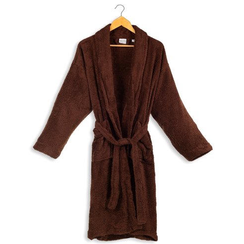Chocolate adult terry bathrobe made from 100% cotton