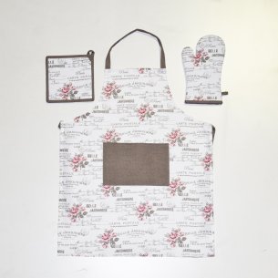 Set de Delantal + Agarrador + Manopla floral