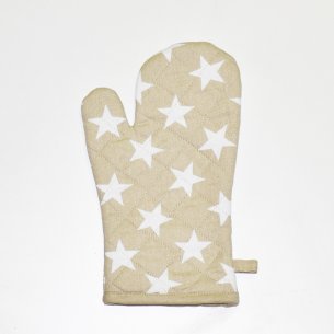 Set de Delantal + Agarrador + Manopla beige con estrellas... 2