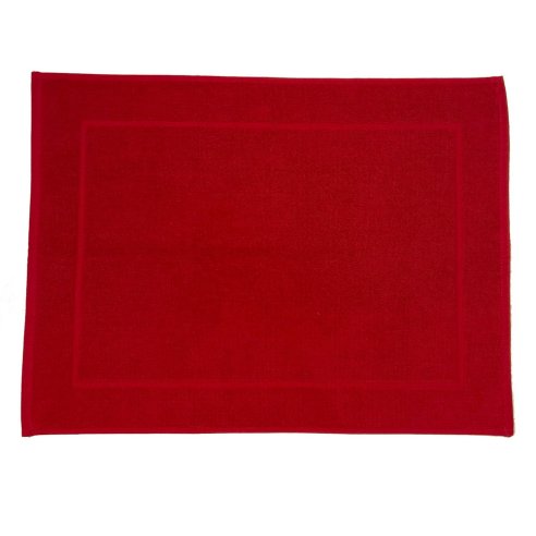 Tapis de bain rouge uni 100 % coton