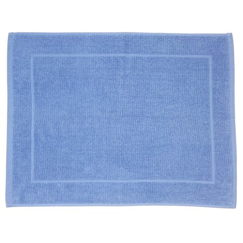Tapis de bain bleu mer uni 100 % coton