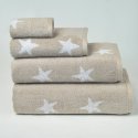 Serviette de bain beige à motif Stars 100 % coton