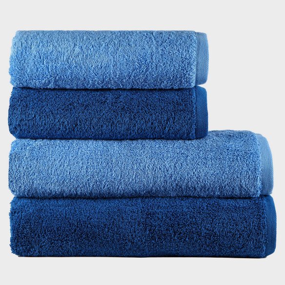Juego de 4 Toallas "Exclusive" Azul Mar y Náutico Algodón 100%